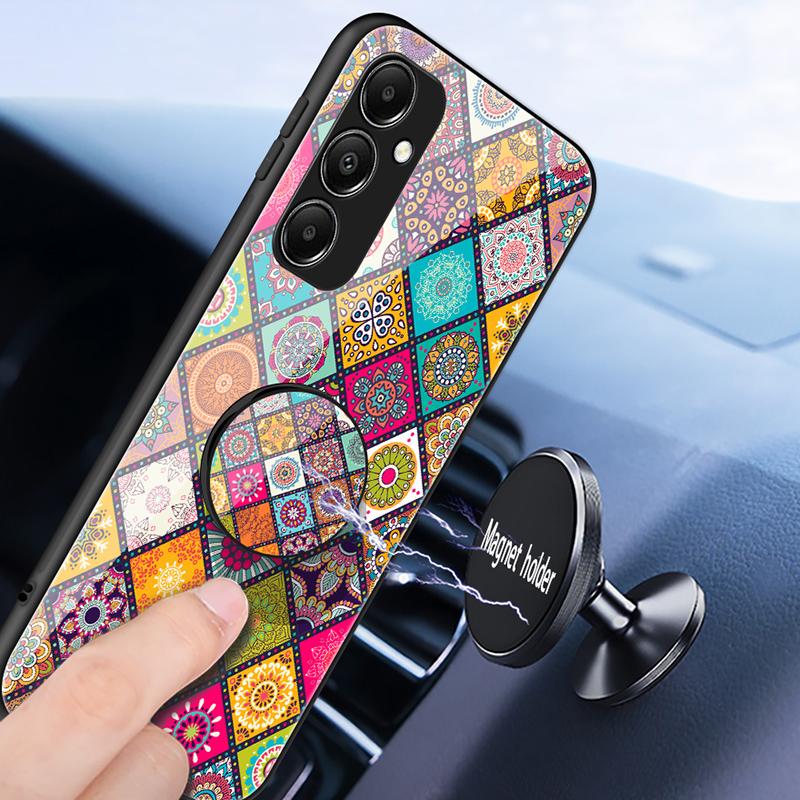 For Samsung Galaxy A05s 4G Case Flower Pattern Phone Kickstand Cover with Lanyard