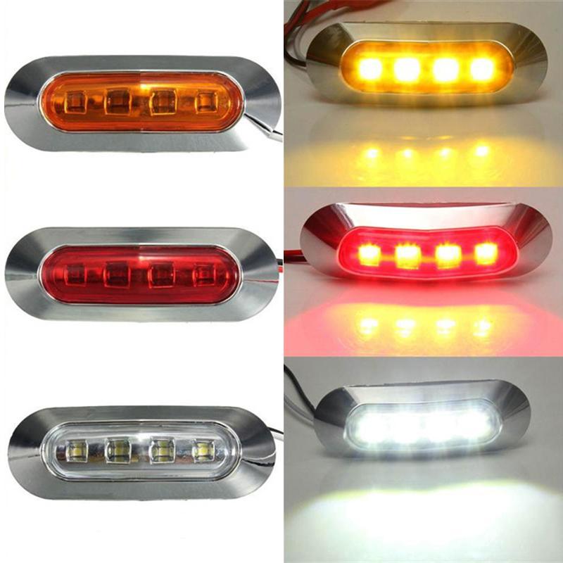4PCS 12V-24V 4 SMD Led Side Marker Indicator Car Lights Front Rear for Trucks Cab RV Trailer Amber/Red/White/Green/Blue Back Up Lights 1