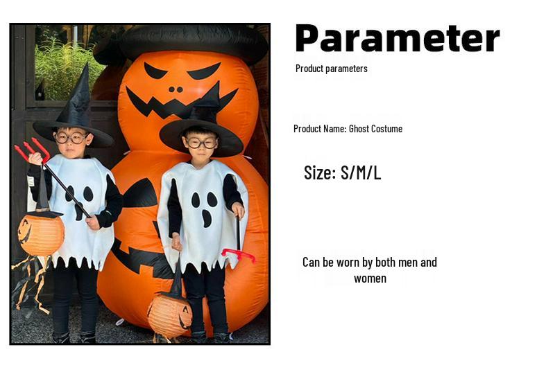 Halloween Pumpkin Ghost Costume Set for Boys with Cloak, Cape & Props