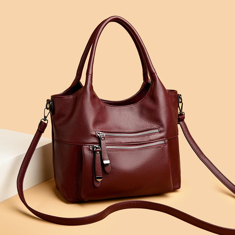 High Quality Soft Leather Handbags for Women 2026 Vintage Shoulder Bag Luxury Designer Ladies Large Capacity Tote Bag Sac A Main