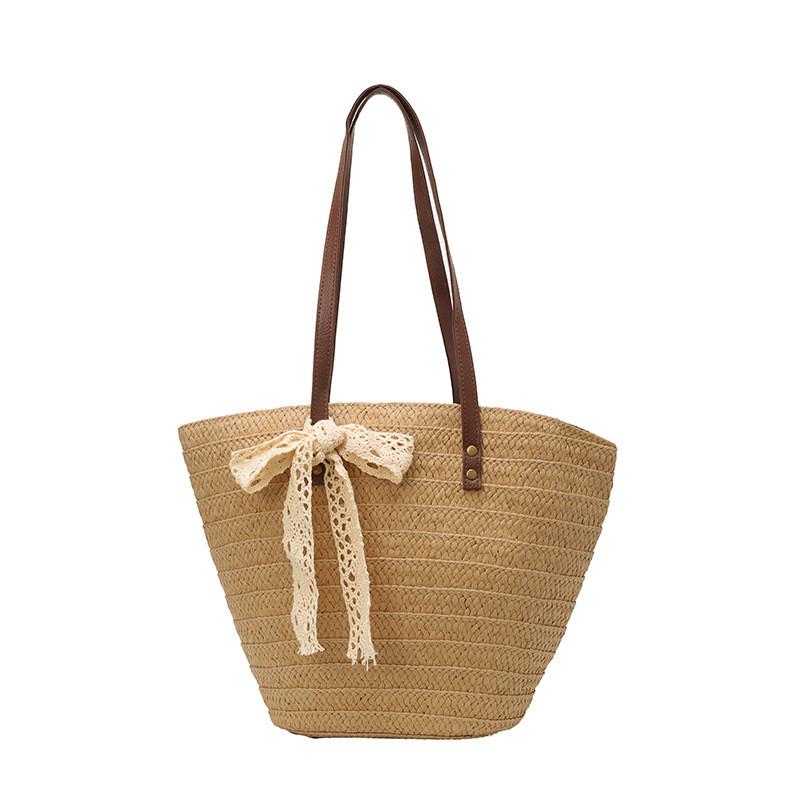 Woven Beach Bag For Women Large Capacity Casual Day Out With Interior Pouch
