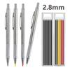 2.8mm Solid Woodworking Automatic Pencil Set with 2B Multicolor Lead Core Deep Hole Marking Architectural Design Marking Pen