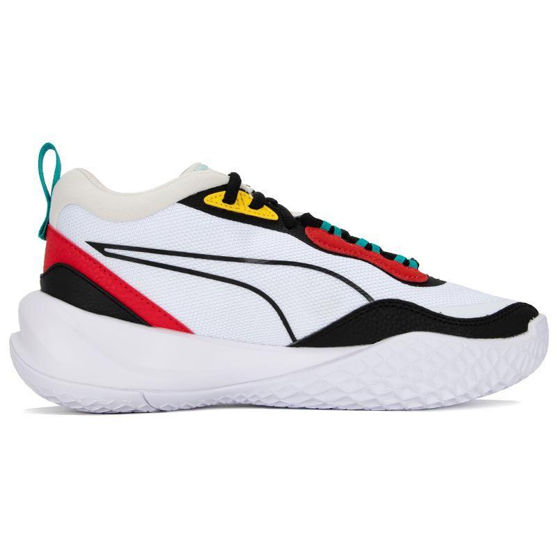 Puma Playmaker Mesh Synthetic Leather Comfortable Versatile Mid-Top Lifestyle Casual Shoes Unisex Casual Shoes White Red 385841-05