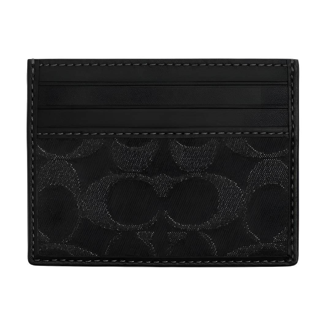 Coach Slim Multi-Card Leather Wallet Men Wallets Silver Black CAJ47-BLK Silver & Black
