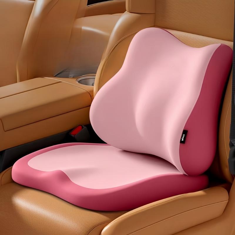 2pcs/set Car Seat Cushion on Car Height-enhancing Cushion Driving Headrest Memory Foam Waist Neck Pillow