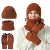 Hat Winter Thick Hat Scarf Touch Screen Gloves Three-piece Set Outdoor Warm Wool Hat