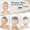 Short Silver Light Blond Synthetic Wigs Natural Straight Layered Wig with Bangs for Women Daily Cosplay Party Heat Resistant Fibre