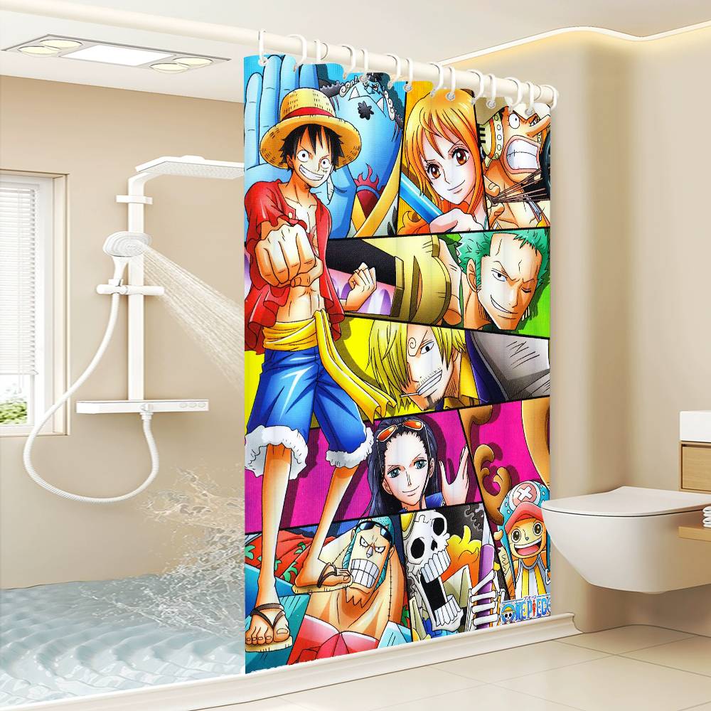 

Аниме O-One P-pieces Занавеска для душа, Декоративная занавеска для душа для ванной, Водонепроницаемая занавеска для душа с крючками 90x180 cm