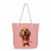 Multifunctional Dog Printed Thick Rope Shoulder Beach Bag Casual Large Capacity Handbag 7621 KTB