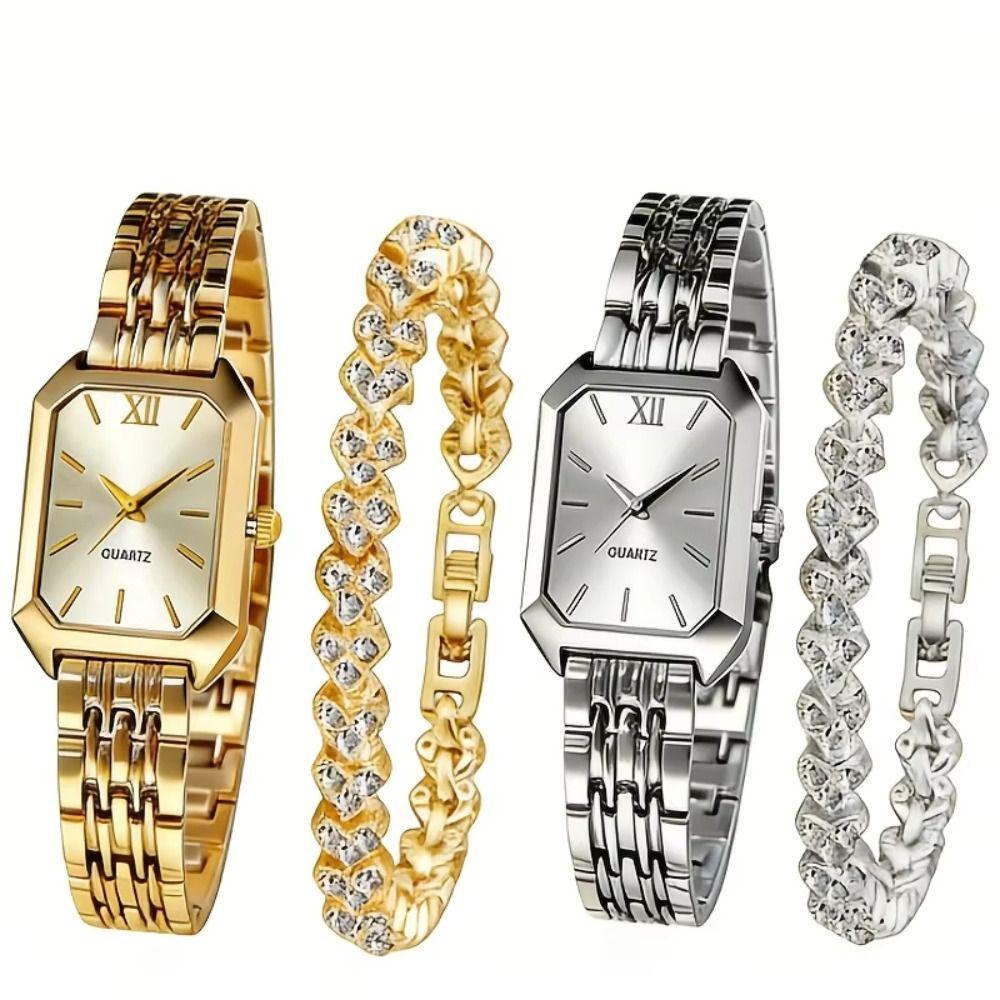 Fashion Women Quartz Watch Rectangle Rectangle Rhinestone Quartz Watch Daily Use