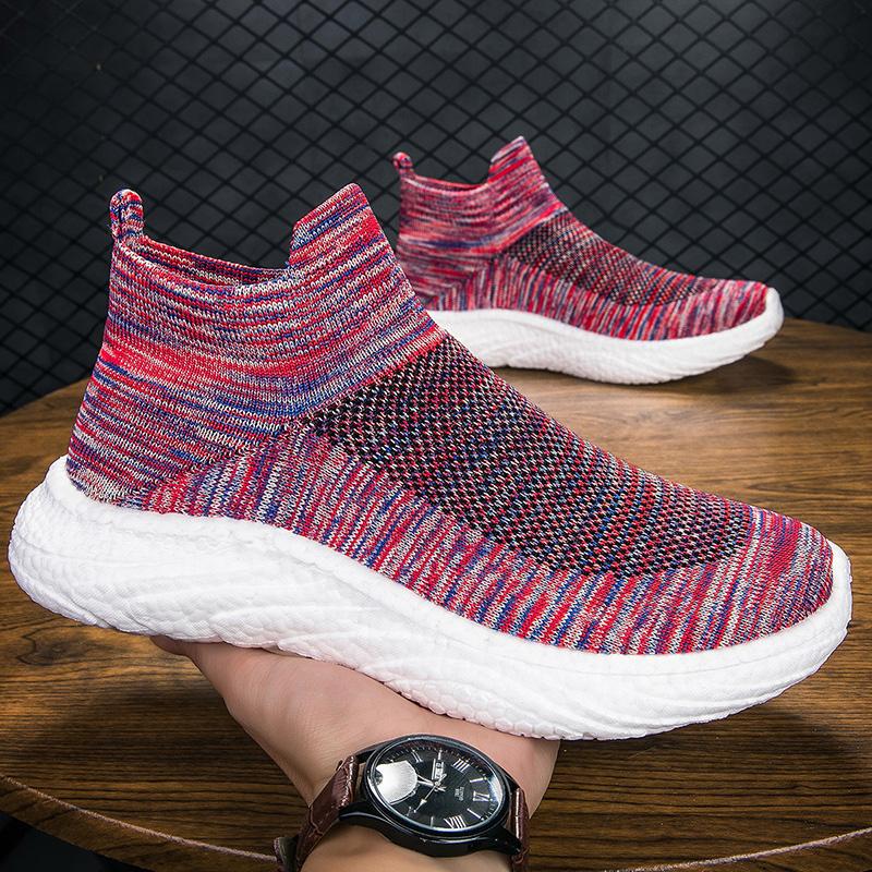 Fashion Breathable Men's Casual Shoes Soft Running Shoes Ankle Boots Socks Shoes Mesh Sneakers Comfort Tennis Shoes Sports Shoes