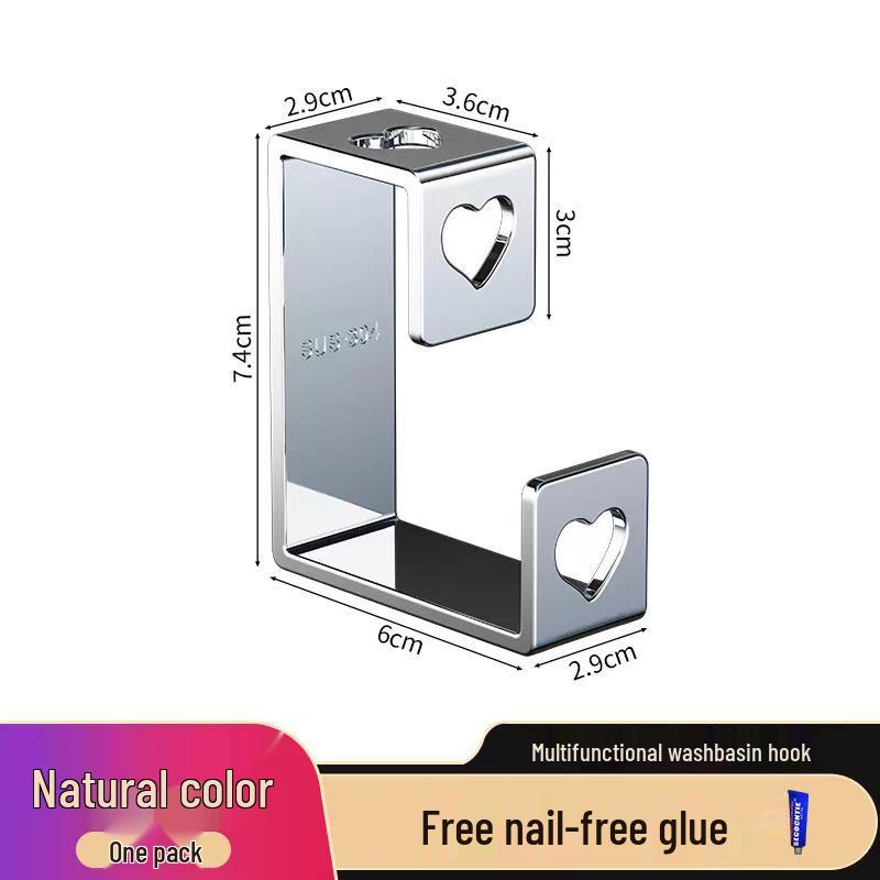 No-Punch Stainless Steel Adhesive Hook for Coats and Hats - Wall-Mounted for Home, Kitchen, and Bathroom Use