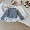 Girls' Korean Style Long Sleeve Lace Trim Top - Spring/Fall Fashion BQB009