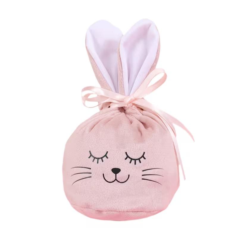 

Easter Bunny Ears Plush Gift Bags with Drawstring Candy Bags for Basket Filling Spring Holiday Party Supplies As shown