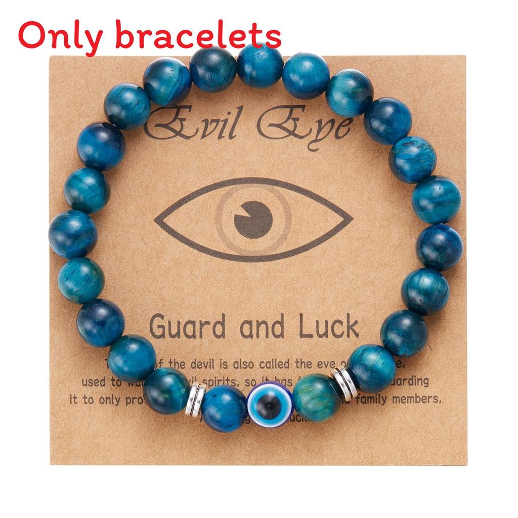 Fashion Frosted Bead Bracelet With Blue Eyed Design For Unisex Gift