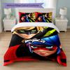 Set Copripiumino Miraculous Ladybug 3 Pezzi 1 Copripiumino e 2 Federe Biancheria da Letto Morbida per Camera da Letto Domestica