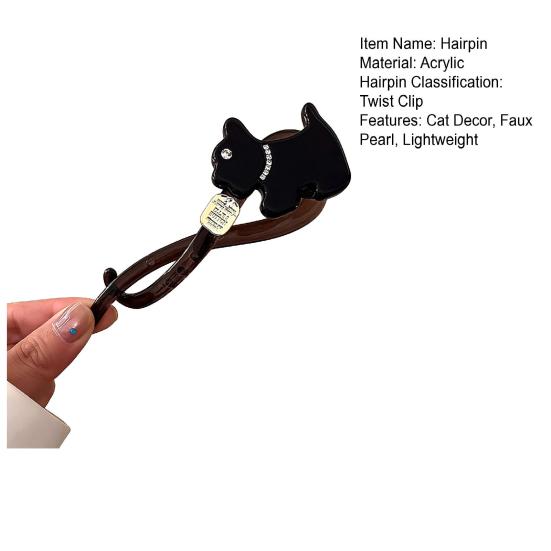 Hairpin Faux Pearls Cat Puppy Shape Hair Claw Back Head Hair Clip Acrylic Hair Styling Tool