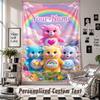 Wall Hanging Tapestry With Custom Name & Text, Care Bears Decorative Tapestry For Bedroom