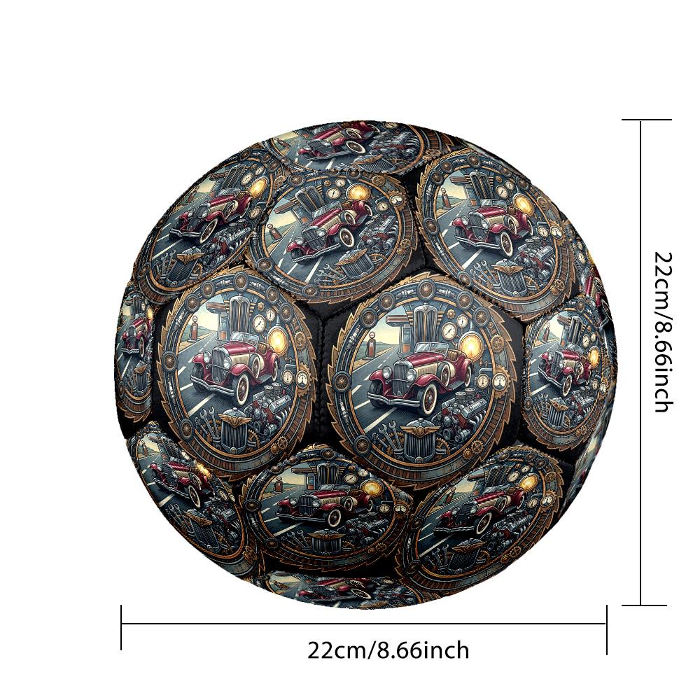 Steampunk Classic Road Trip Round Football Size 5 Adult Ball Suitable for Training Matches and Outdoor Team.