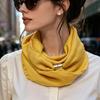 French Style Solid Color Neck Scarf Minimalist No-Tie Silk Scarf Elegant Versatile Commute Neckerchief For Women