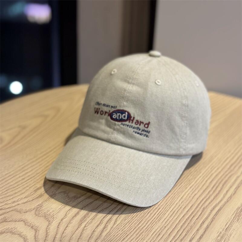 Korean-style High-quality College-style Lettered Soft-top Baseball Cap for Men and Women, Suitable for Large Head Sizes, Street Fashion, Student Sun