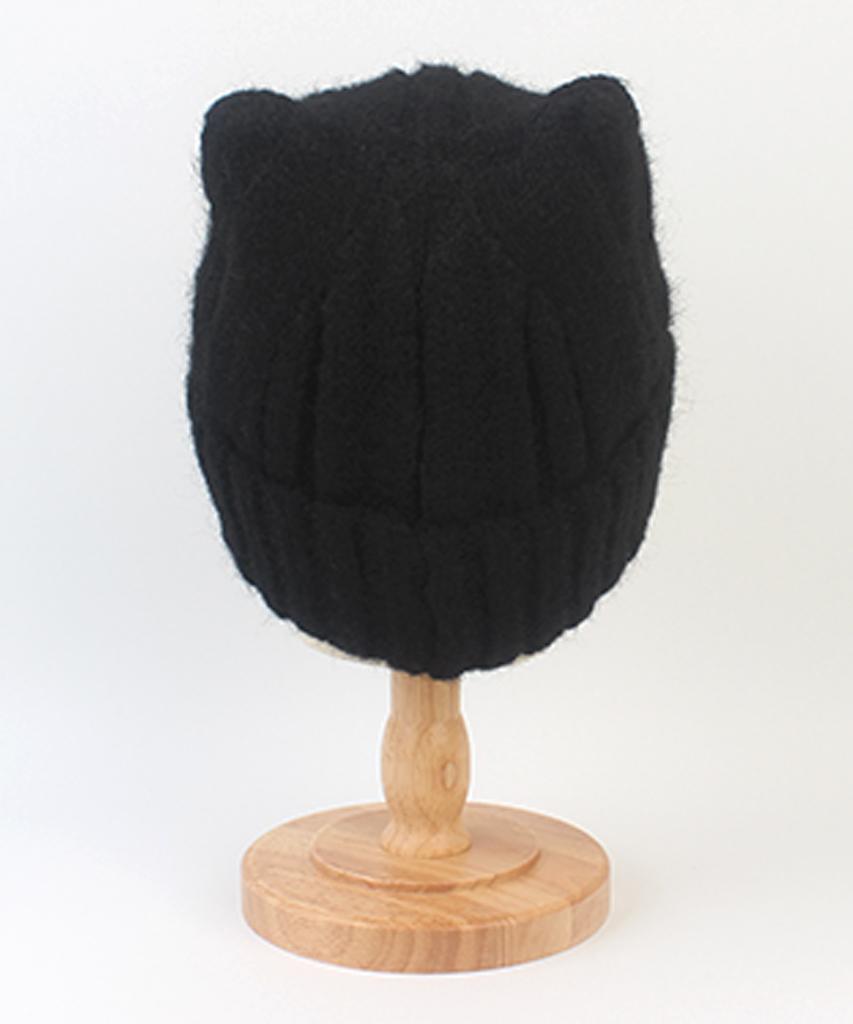 Yunibeosyeolkemiseuteuli Wool Cat Black Bubble Beanie Cat Beanie