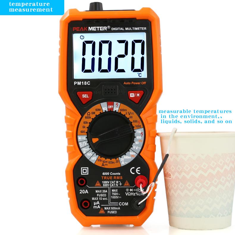 PEAKMETER PM18C Überlastschutz Multimeter, Hochpräzises Digitalanzeige-Multimeter für Elektriker und Haushaltsspannung