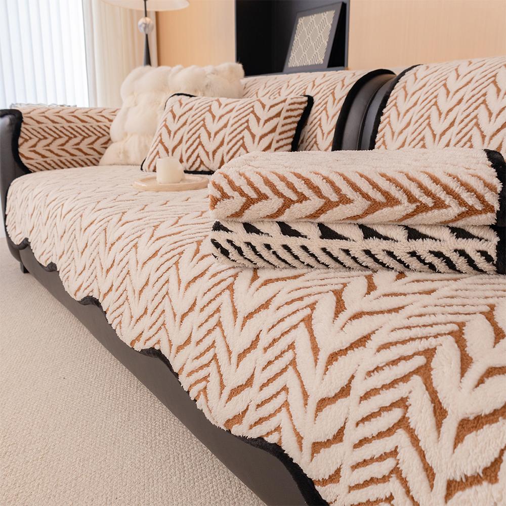 Winter Plush Sofa Cushion Soft For Living Room Cotton Velvet Anti-Slip Home Protection Cover For Autumn And Winter Use