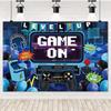 Game On Theme Video Gamer Kids Birthday Party Neon Green Gaming Next Level Up Background Baby Shower Decoration Supplies Props