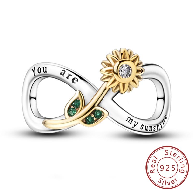 Original Charms Beads Copper Golden Bow Leopard Cat Dog Sunflower Beads Fit Pendant Bracelet Women Jewelry Gift