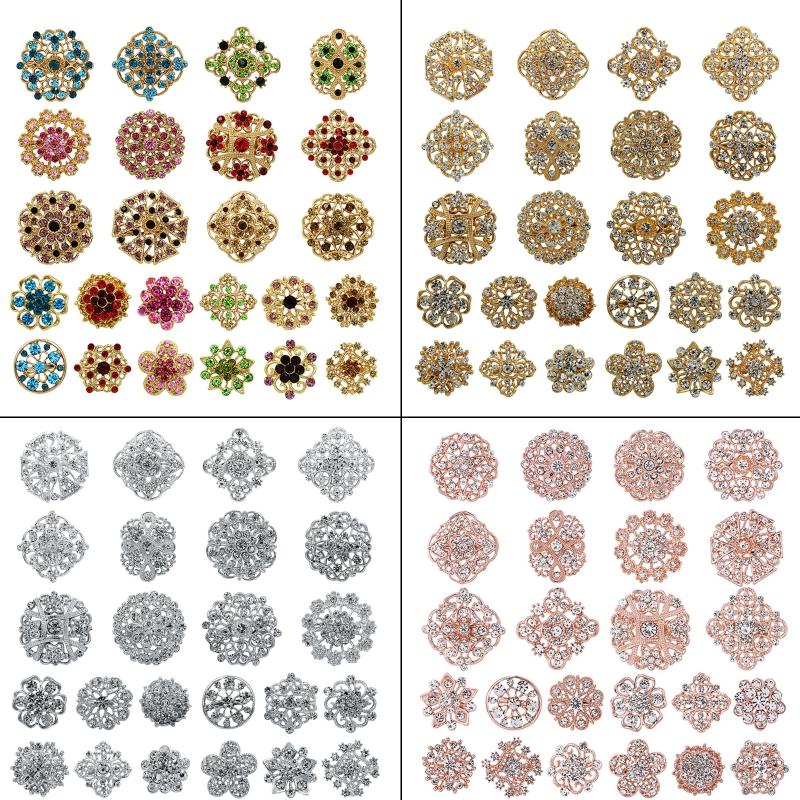 24 ks Průhledné pro Brože s Květinou z Kamínků a Krystalů Špendlíky Smíšená Barva pro Brože s Květinou z Kamínků a Krystalů Špendlíky Šperky