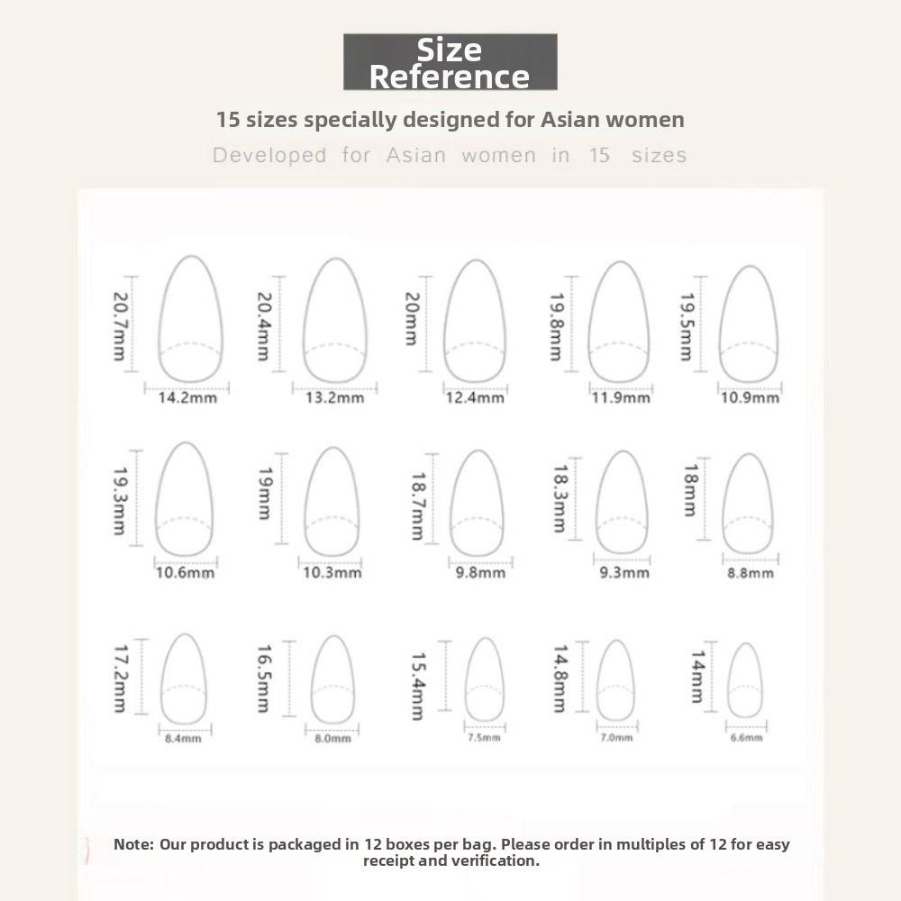 Long Almond Fake Nails Flowers Nail Tips Manicure Press On Nails Women