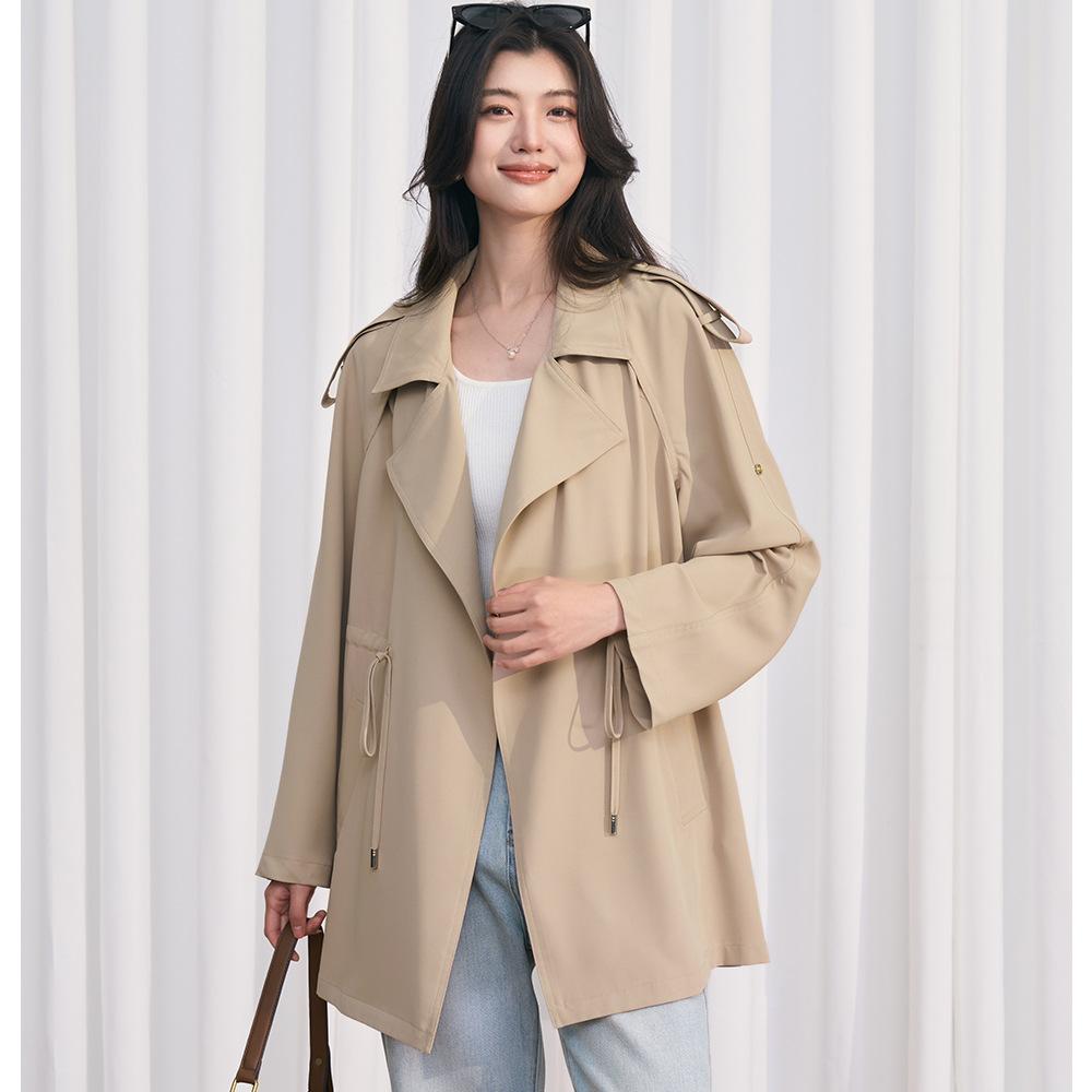 Early Spring Simple Casual Style Daily Versatile Adjustable Small Trench Coat