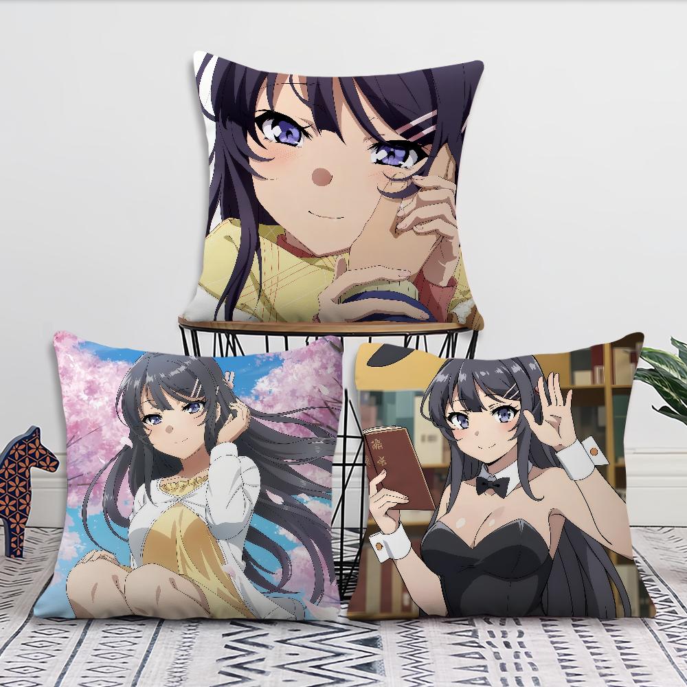 anime girl s-Sakurajima Mai cushion cover Comfortable soft Pillow Case for Sofa Living Room Home office Decor Protective Covers