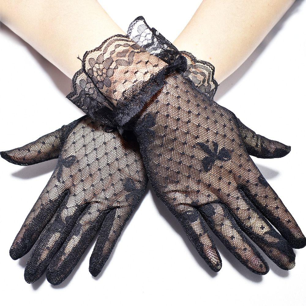 Wedding Party Summer Lace Fabric Sunscreen Gloves Bridal Gloves Mittens Jacquard Gloves