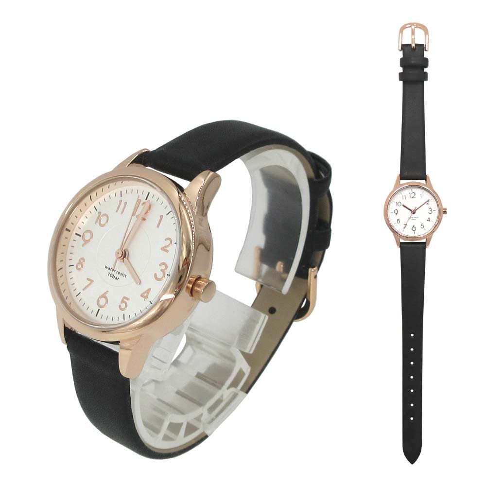 

[Fieldwork] Waterproof Juvia Analog Leather Strap ST257p-5 Women s Black