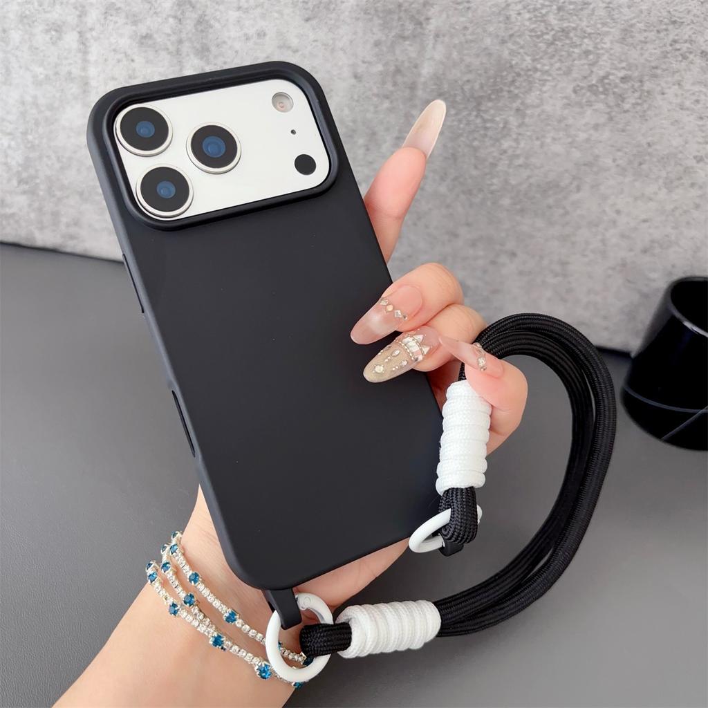 Wrist Strap Matte Silicone Soft Protective Phone Case for IPhone Air 17 Pro Max 16 15 Plus 14 13 12 11 Pro Shockproof Cover