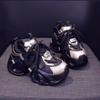 Casual chunky sneakers Women  Synthetic Leather Mixed Colors Thick Soles Lace-up Breathable Ladies Shoes for woman