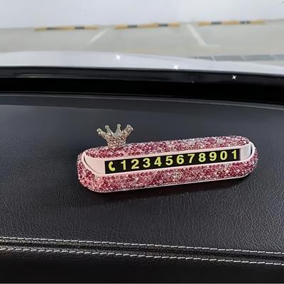 Crown Inlaid Parking Sign, Diamond Crystal Can Hide Temporary License Plate Number Plate Phone Number Plate