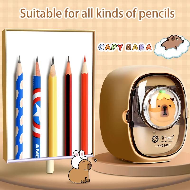 Kawaii Electric Pencil Sharpener Automatic Cute Capybara School Supplies Stationery Students Creative Durable Back To Schooltool