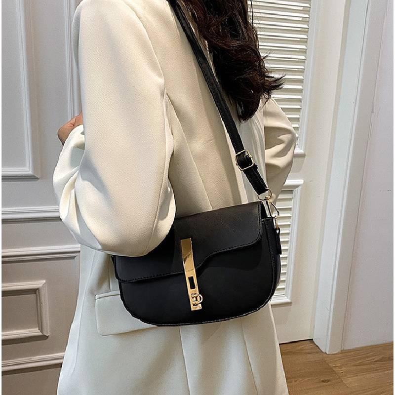 Trendy Pu Leather Saddle Bag Vintage Style Single Shoulder Underarm Bag For Everyday Use