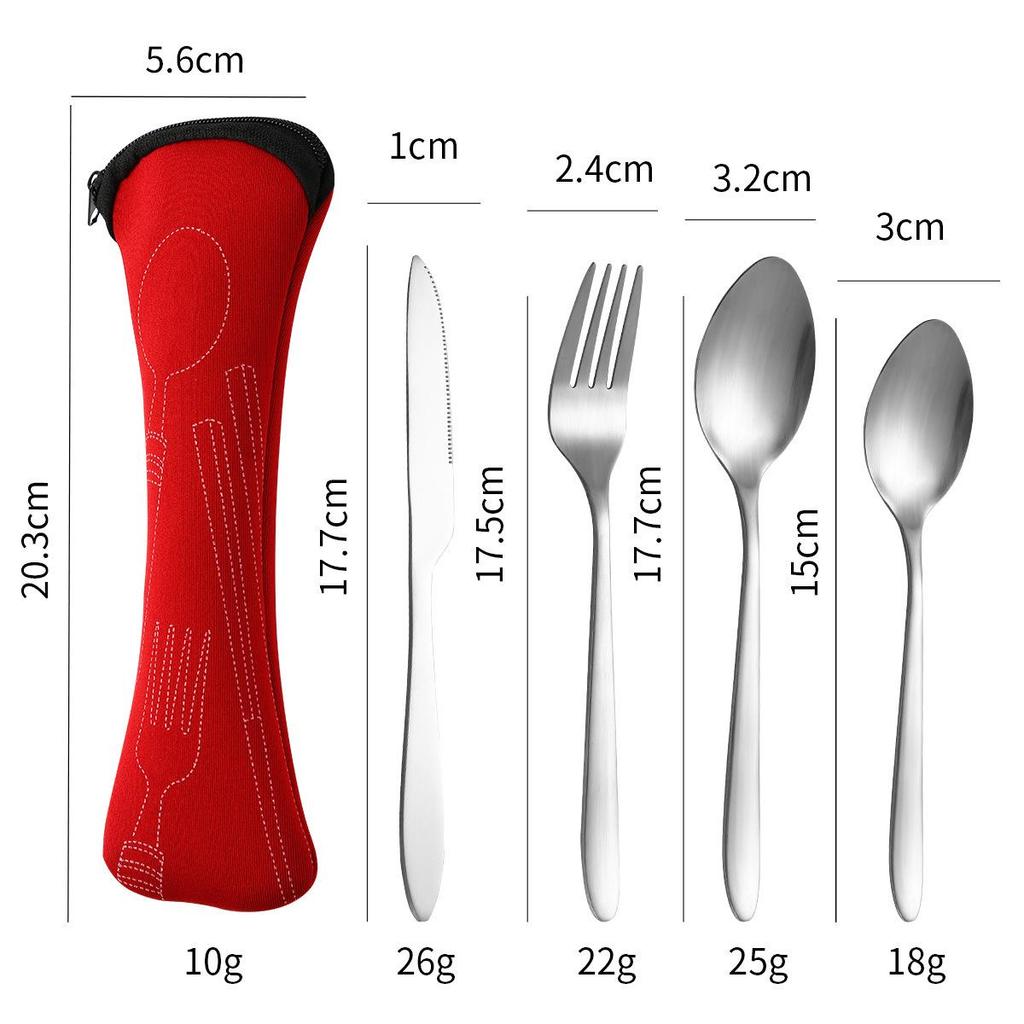 Portable Stainless Steel Western Cutlery Set: Knife, Fork, Spoon & Cloth Bag - Creative Three-Piece Gift Set