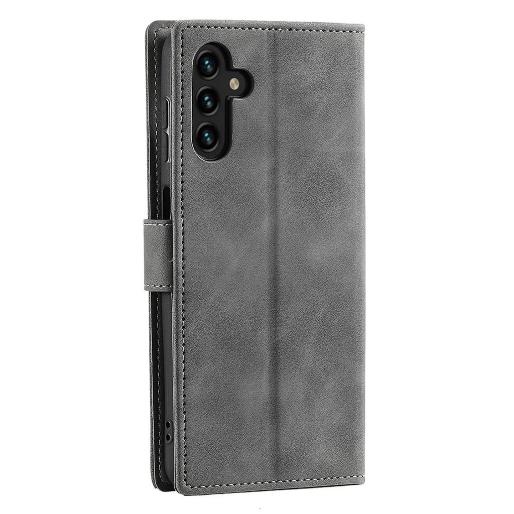For Samsung Galaxy S25 Leather Case Splicing Stitching Wallet Stand Phone Cover with Strap