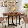 Tribesigns Round Dining Table for 4-6, 120cm Circle Kitchen Table, Modern Wood Small Dinner Tables, with Sturdy Cross Metal Legs