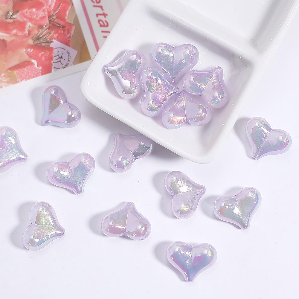 Acrylic Heart-Shaped Transparent Glitter Beads for DIY Phone Chains