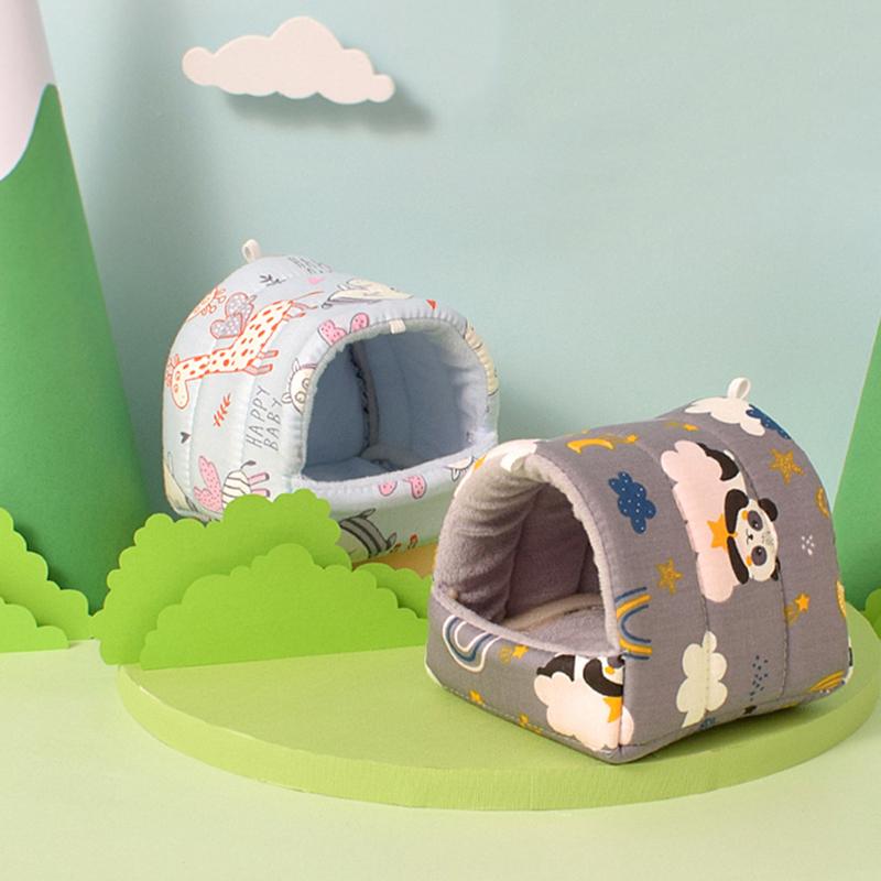 Søt fløyelsbur myke hamsterhus smådyrsovepose Trykt hamstersengrede