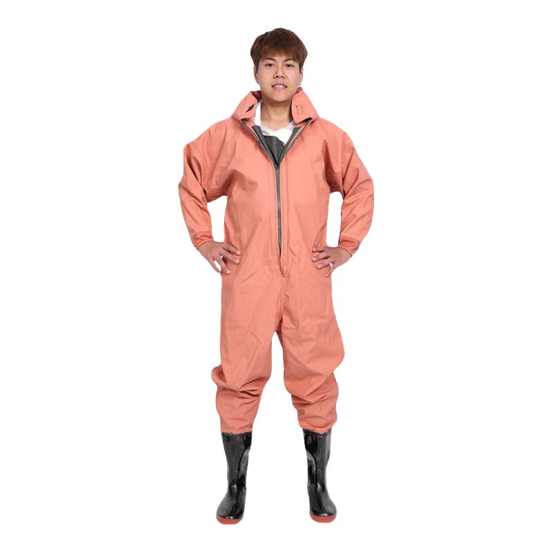 Xi Huang 120D Red Waterproof Wader Jumpsuit with Boots 46