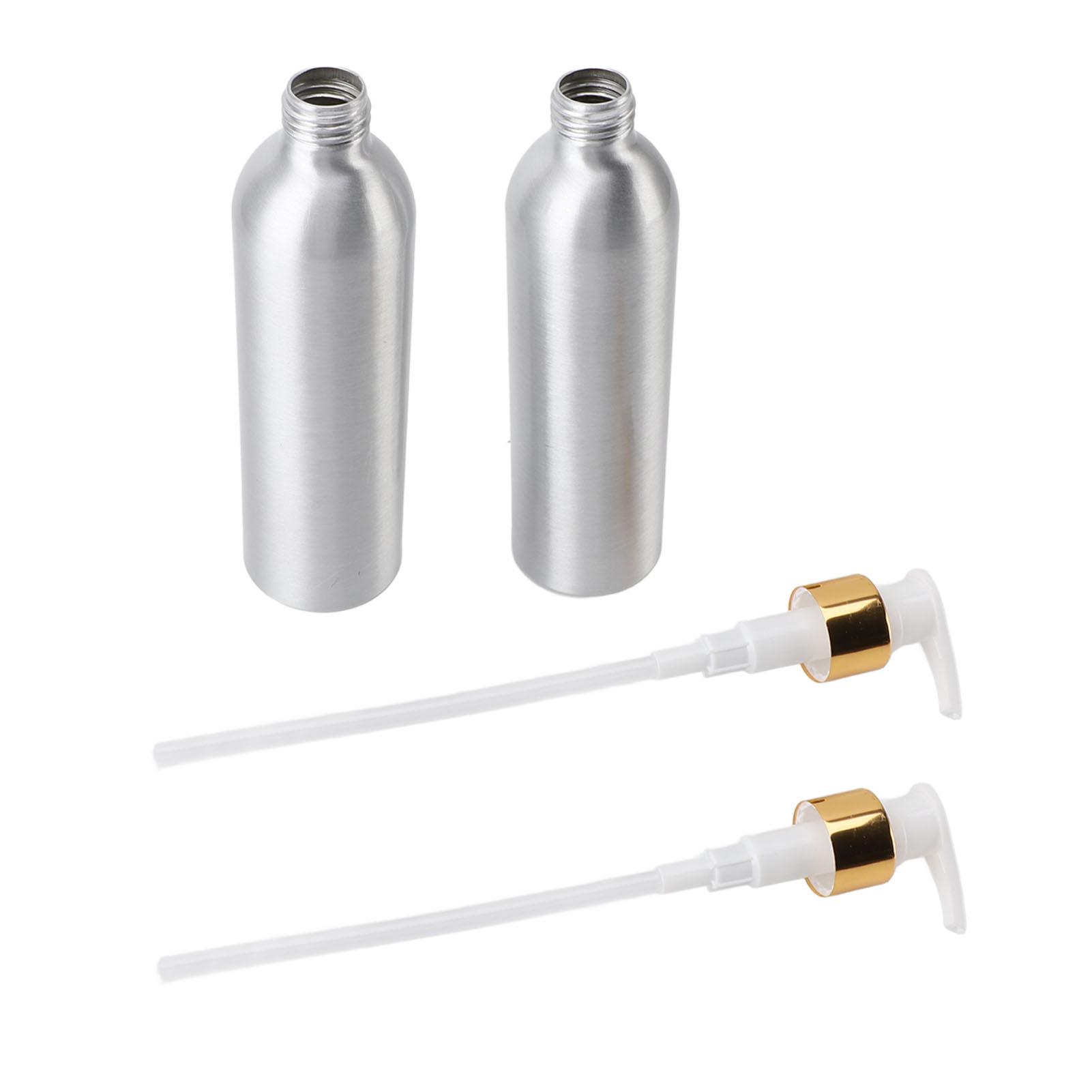 

2 шт. флаконы с дозатором для помпы, герметичные, многоразовые, пустые, алюминиевые флаконы для большинства масел
