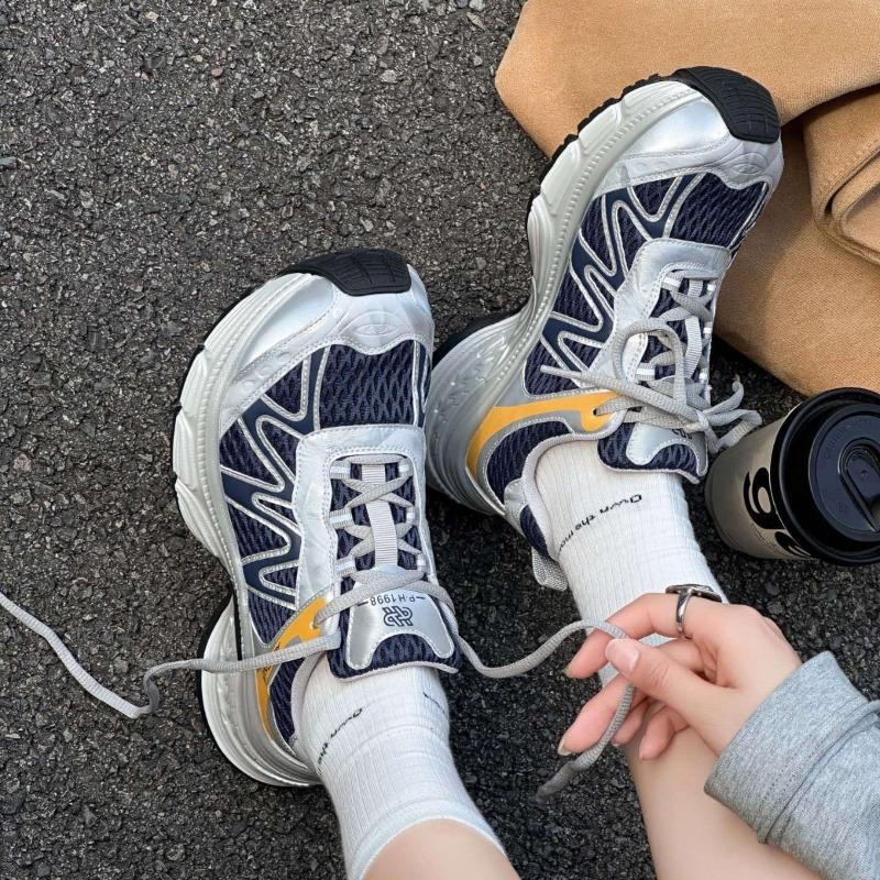 Mesh Lightweight and Versatile Dad Shoes Women's Autumn New Breathable Thick-soled Outdoor Sports Casual Running Shoes Speed