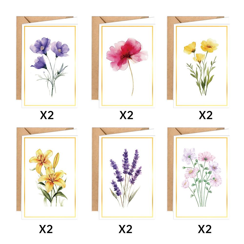 12pcs Vintage Floral Greeting Cards Set with Envelopes, Elegant Flower Invitations for Wedding Birthday Party Decor